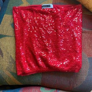 Red silk sequined vintage Forever 21 Tube Top